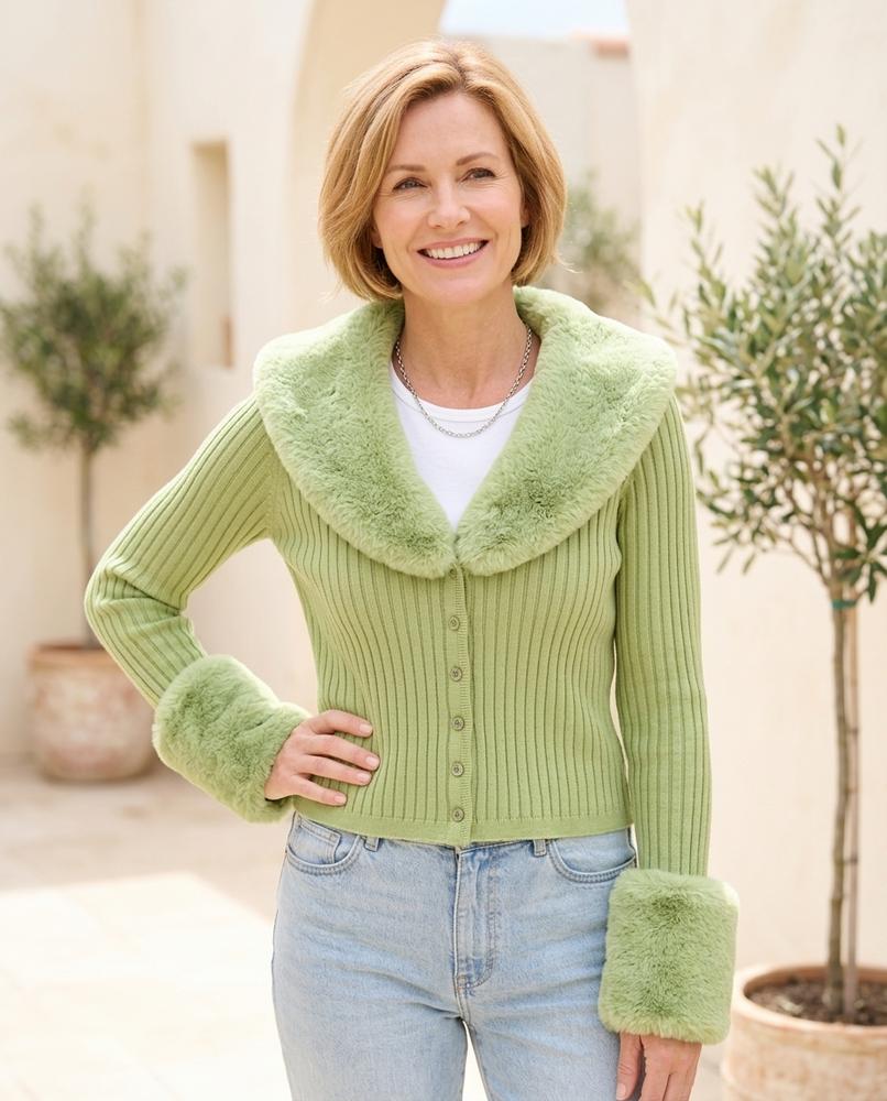 Witt Mode - Sasem | Fellbesetzter Rippstrick Cardigan Damen