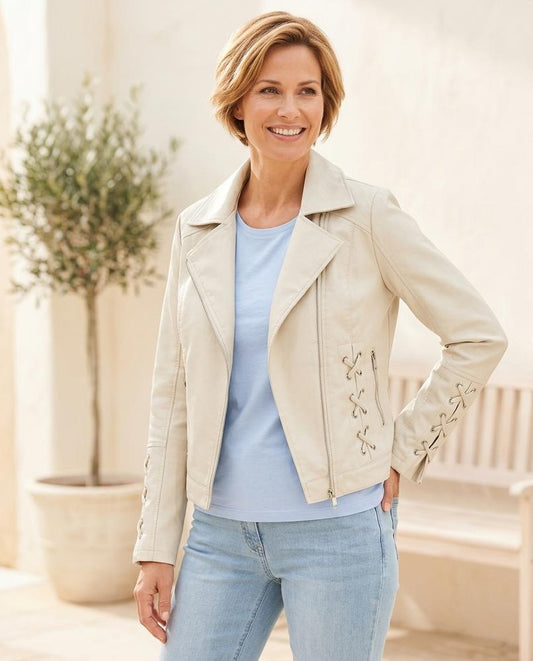 Witt Mode - Vurod | Asymmetrisch Geschnürt Lederjacke Damen