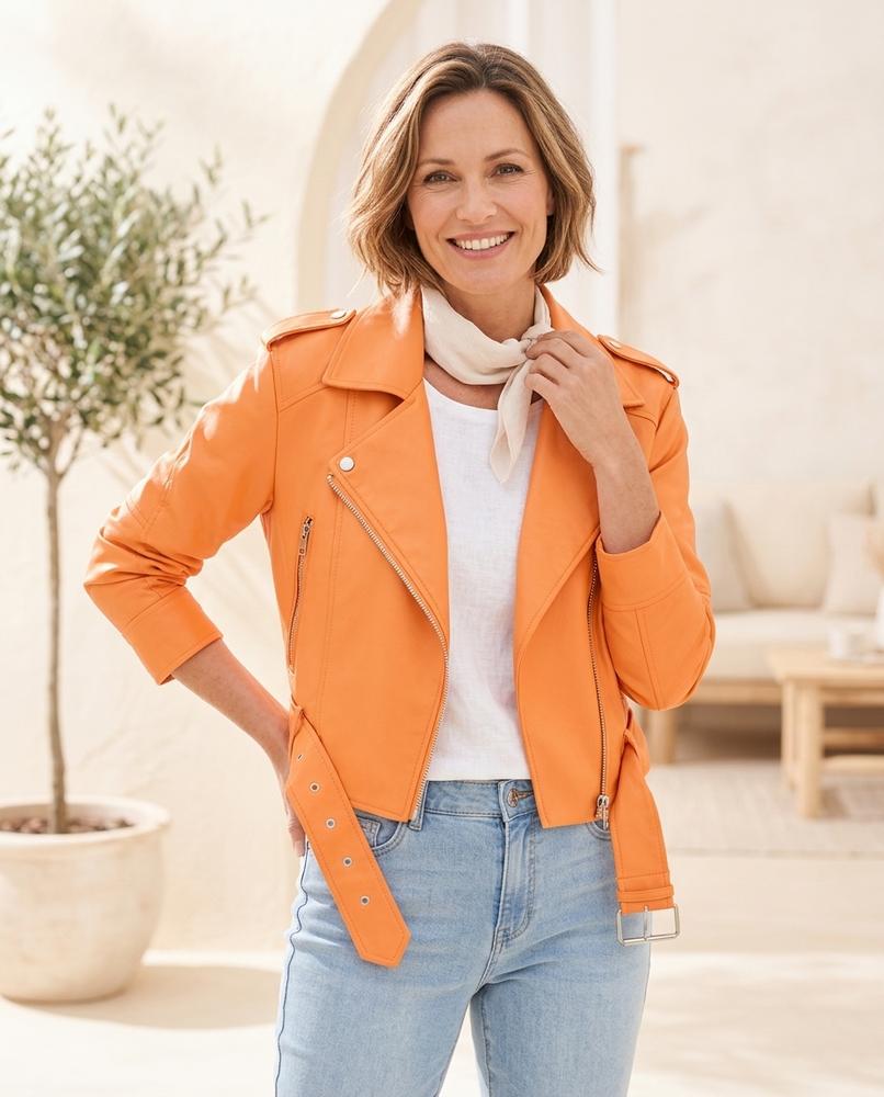 Witt Mode - Cisin | Kurzgeschnittene Gegürtelte Lederjacke Damen