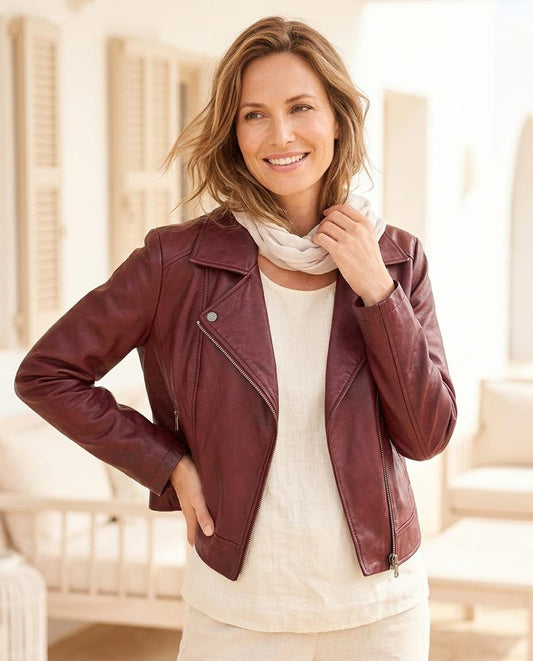 Witt Mode - Vediv | Übergroß Asymmetrisch Lederjacke Damen