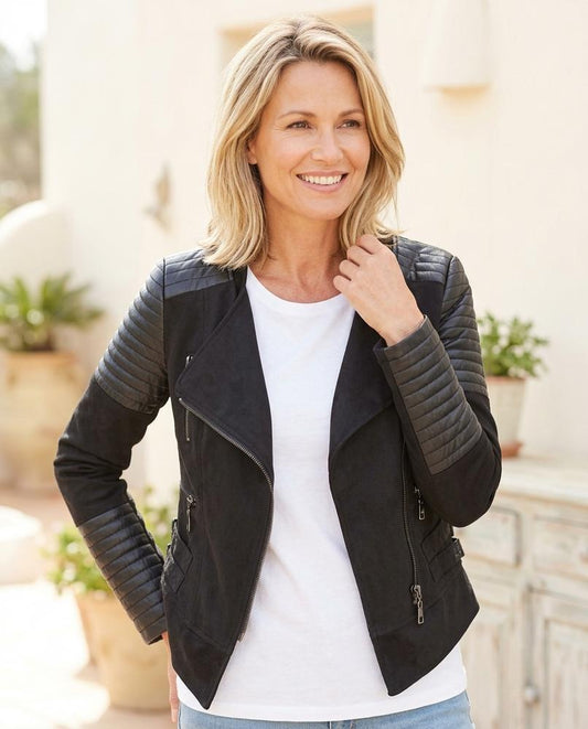 Witt Mode - Aozid | Asymmetrisch Gesteppt Lederjacke Damen