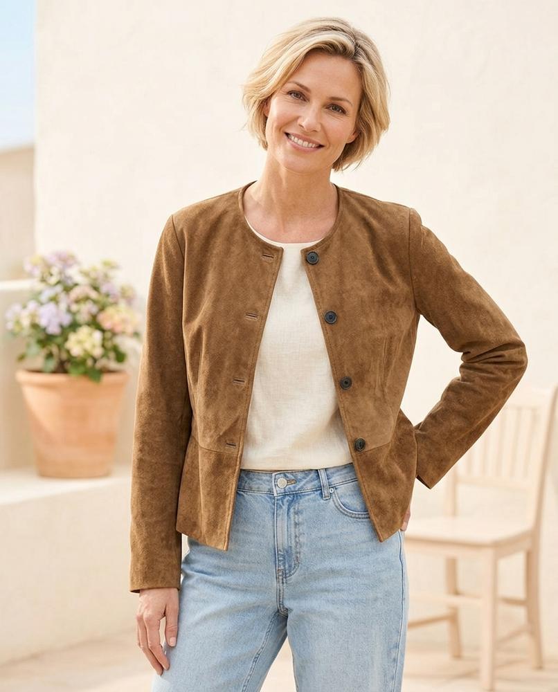 Witt Mode - Mires | Kragenlose Geknöpfte Lederjacke Damen