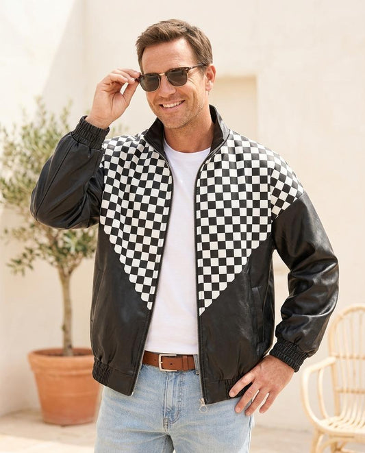 Witt Mode - Vizin | Kariert Zweifarbig Lederjacke Unisex