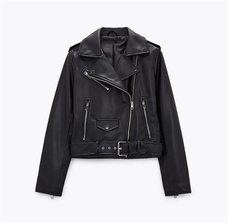 Witt Mode - Yuhil | Asymmetrisch Gegürtelt Lederjacke Damen