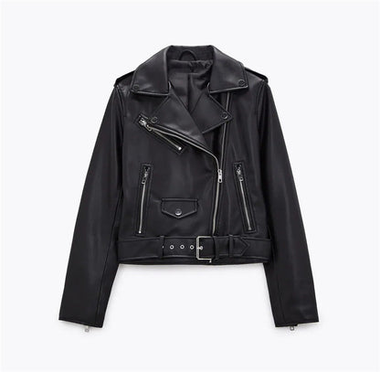 Witt Mode - Yuhil | Asymmetrisch Gegürtelt Lederjacke Damen