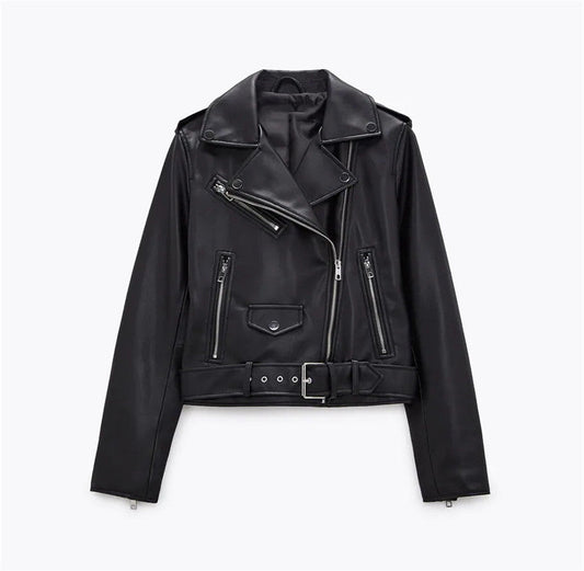 Witt Mode - Yuhil | Asymmetrisch Gegürtelt Lederjacke Damen
